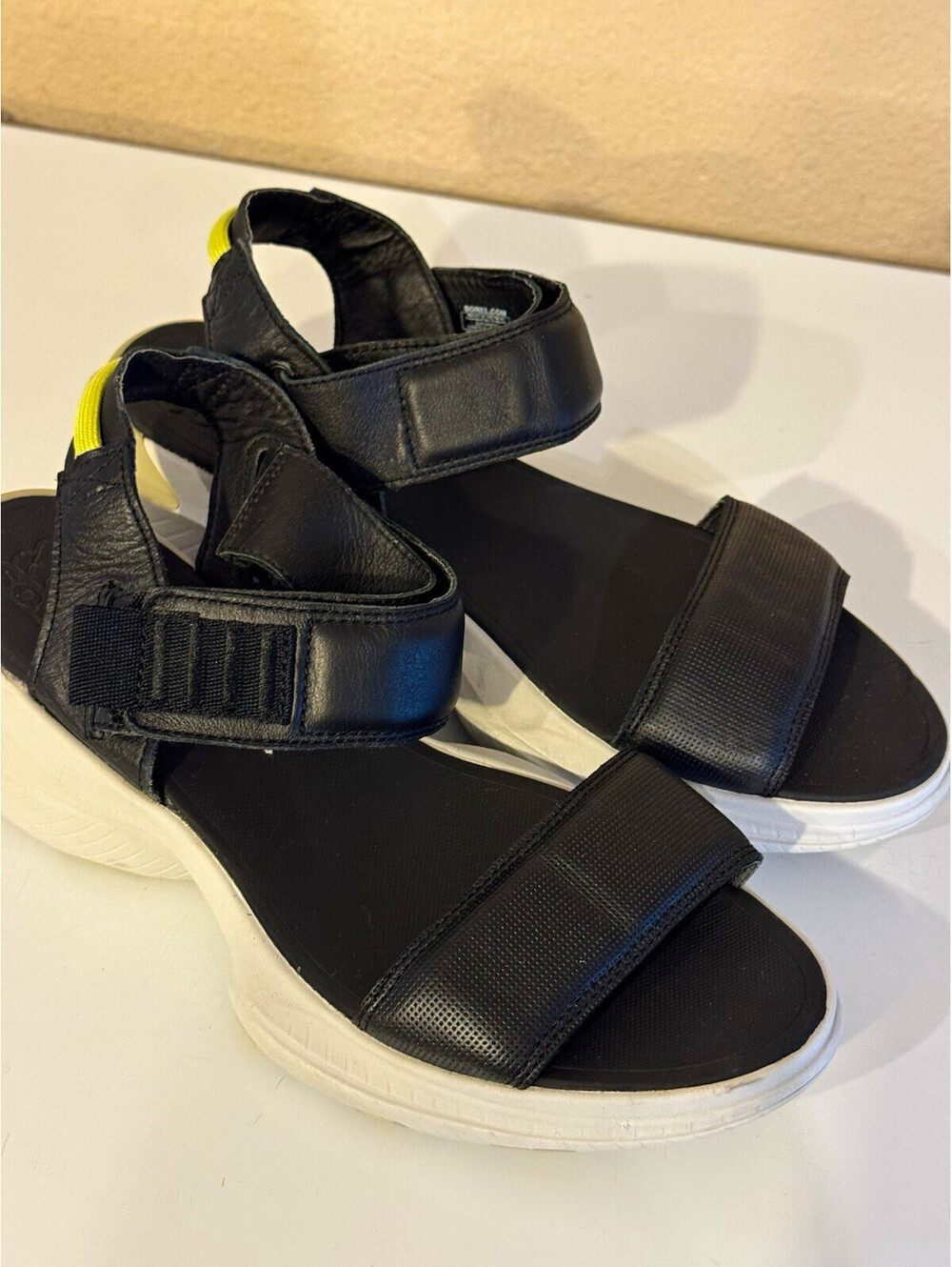 SOREL Womens Sandals Size 10 Black Leather Ankle Strap Comfort Platform Shoes